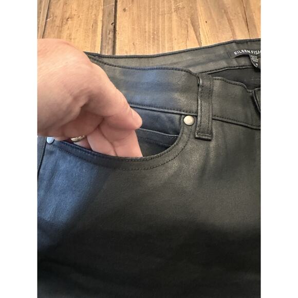 Eileen Fisher Waxed Organic Cotton Stretch Denim Pants Jeans Size 8 Lagenlook - Picture 5 of 16